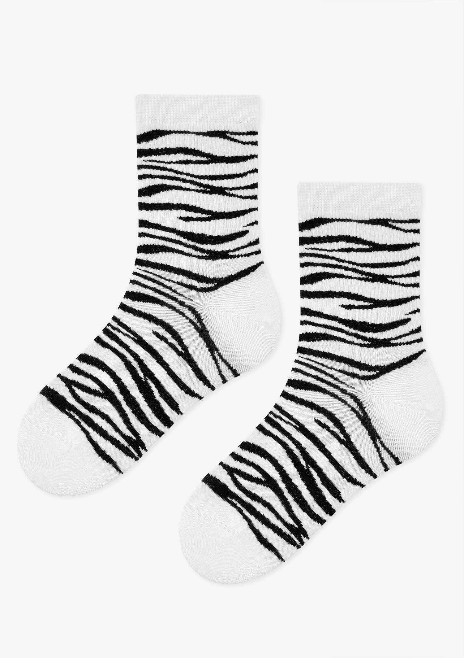 Skarpetki damskie bawełniane w modny wzór zebry Zebra Marilyn