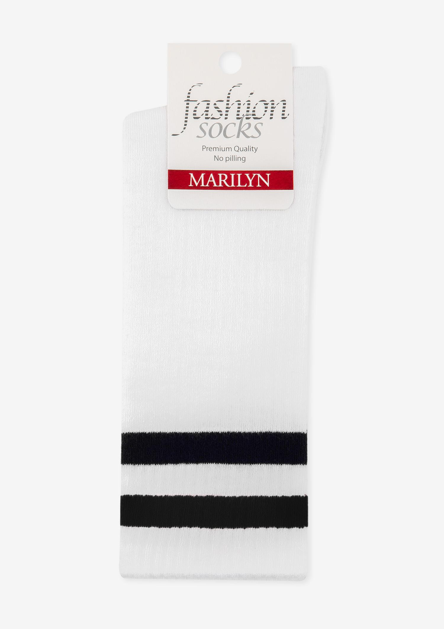 Merlin Skarpetki damskie w sportowym stylu z prążkowanym ściągaczem białe