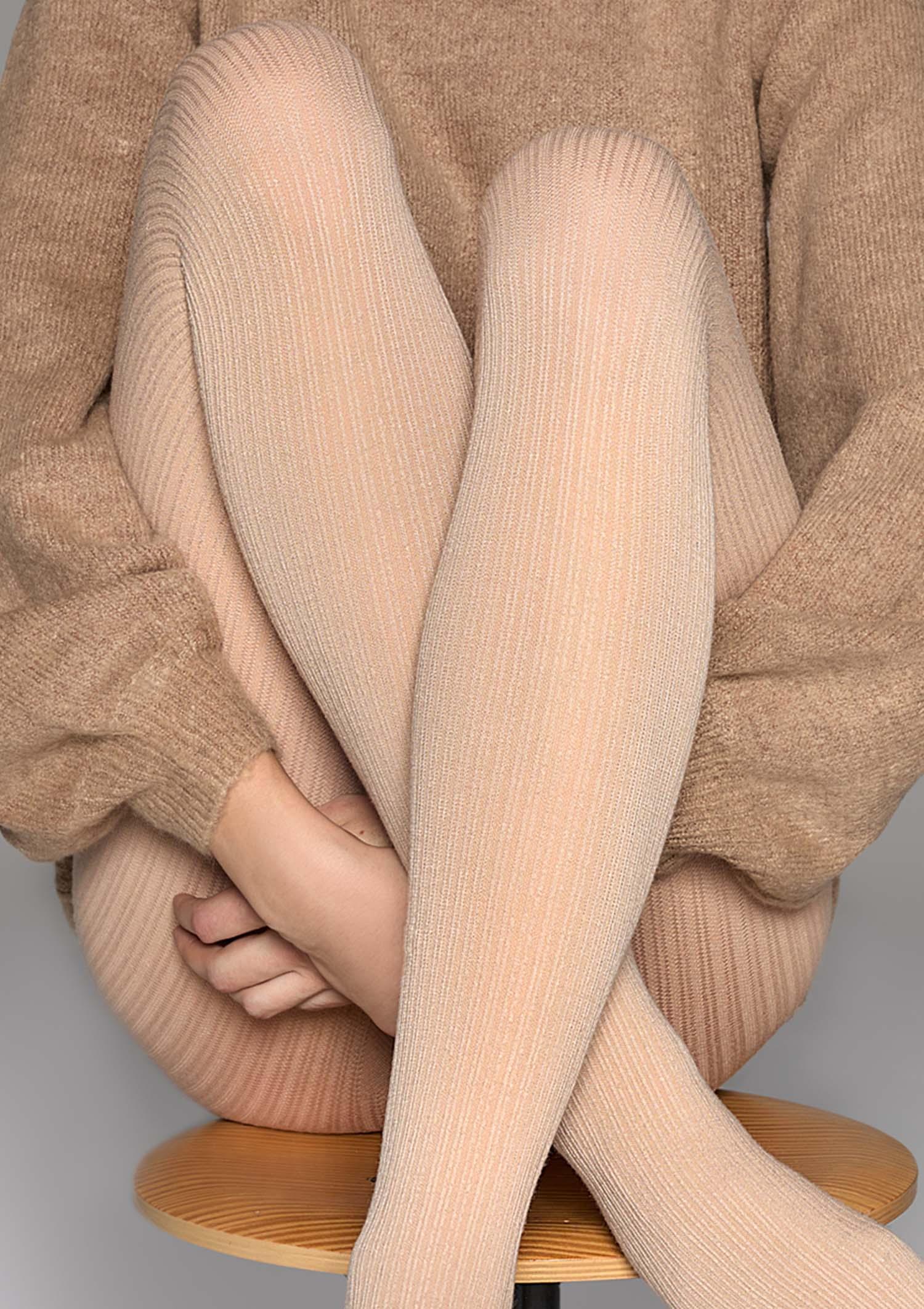 Rajstopy damskie ciepłe i miękkie z kaszmirem kremowe Cashmere D09 Line Marilyn, sand