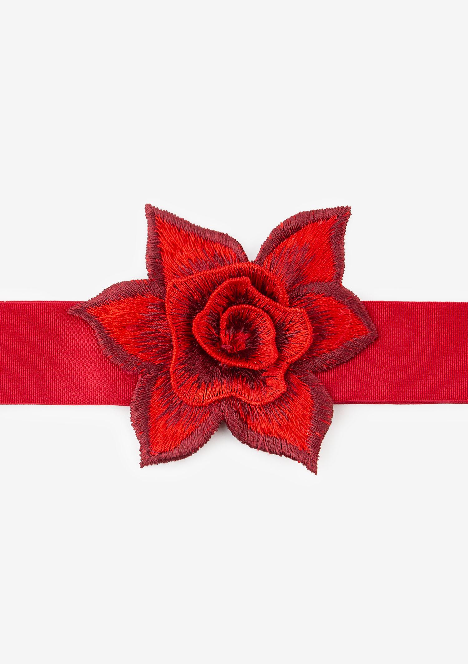 Podwiązka na studniówkę czerwona z motywem róży Red Flower Poupée Marilyn, red