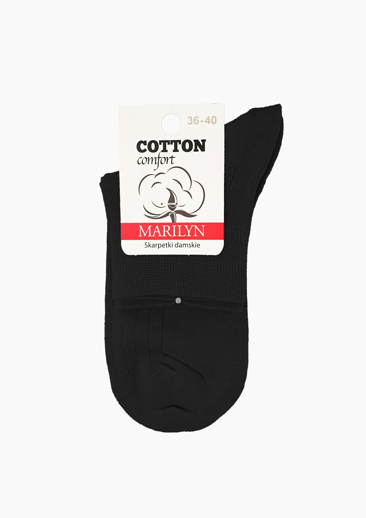 Skarpetki bawełniane damskie czarne z komfortowym ściągaczem Cotton Classic