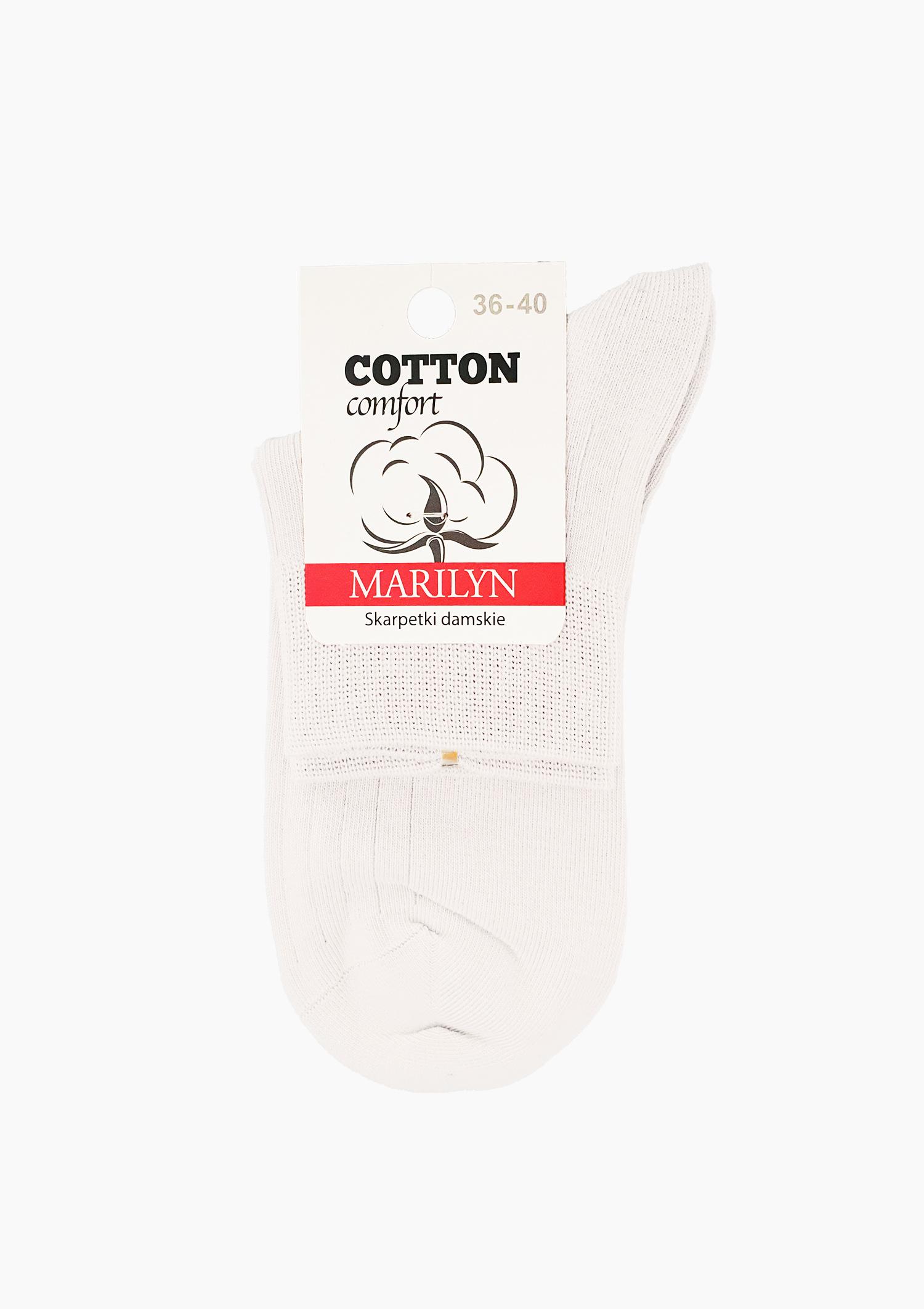 Skarpetki bawełniane damskie z białej komfortowym ściągaczem Cotton Classic