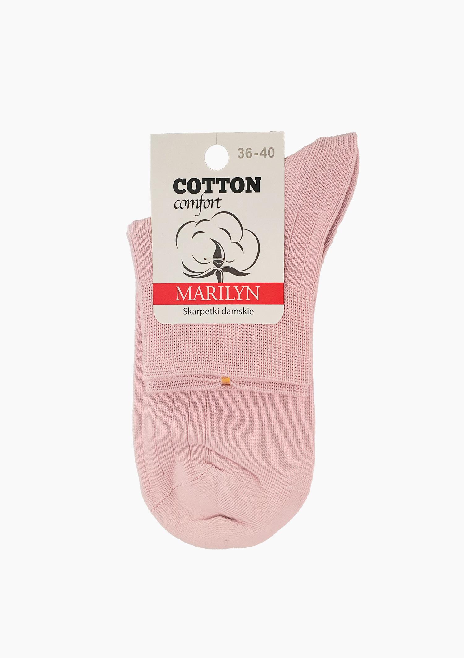 Skarpetki bawełniane damskie jasnoróżowe z komfortowym ściągaczem Cotton Classic