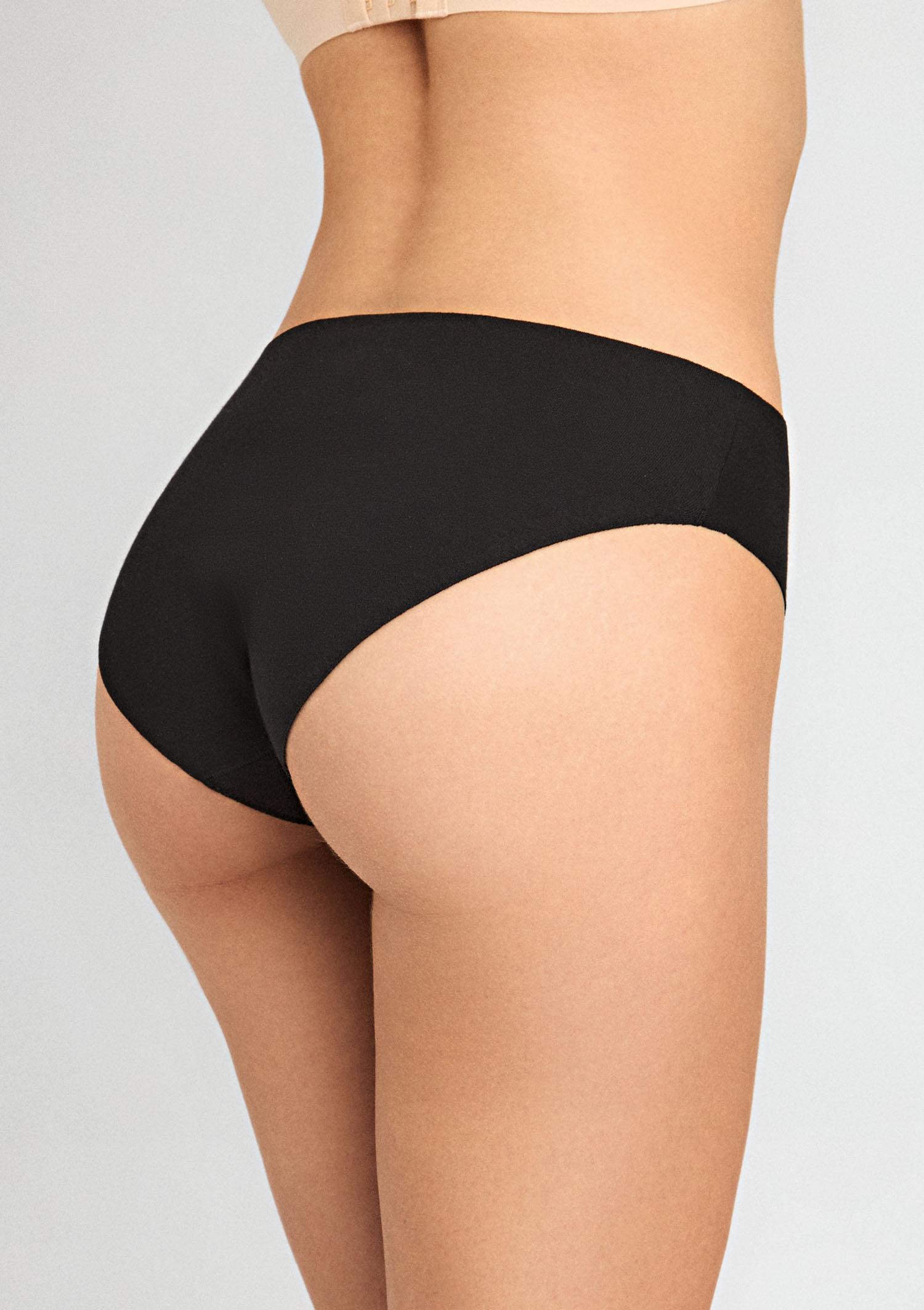 Figi damskie klasyczne laserowo cięte z bawełny organicznej czarne Cotton Touch