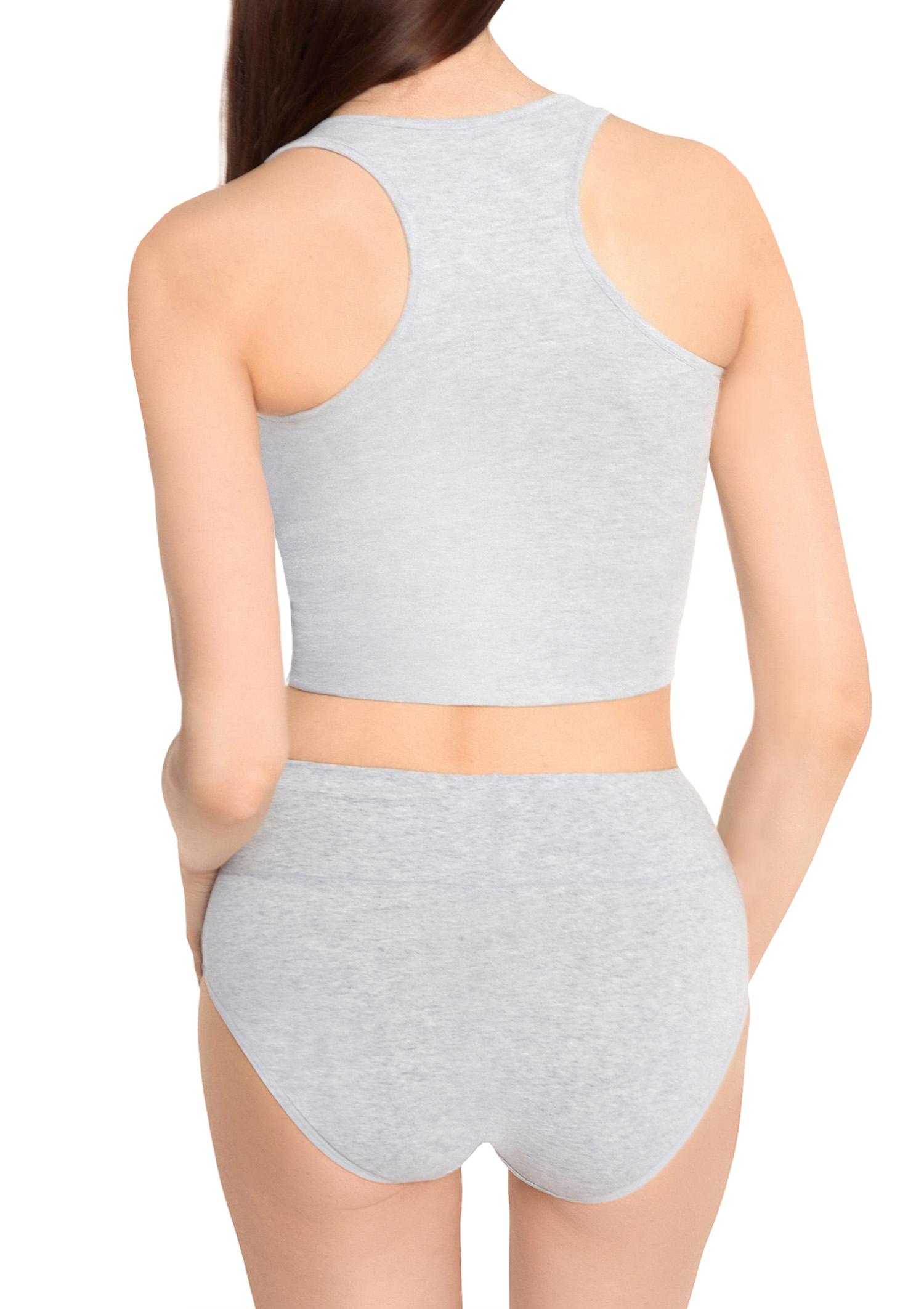 Damski top szary bawełniany bez rękawów krótki sportowy Crop tank top