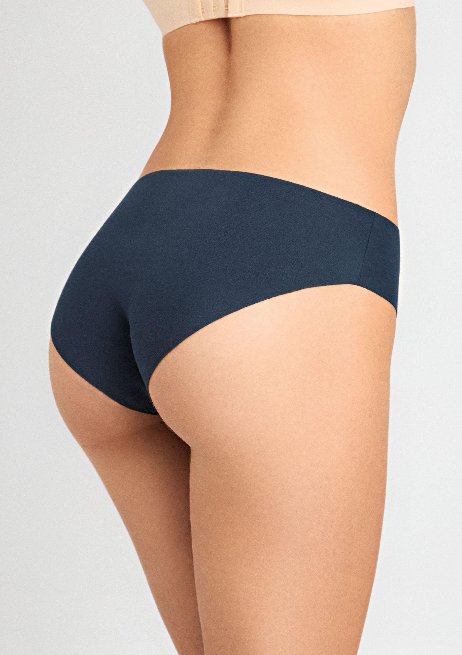 Figi damskie klasyczne laserowo cięte z bawełny organicznej granatowe Cotton Touch