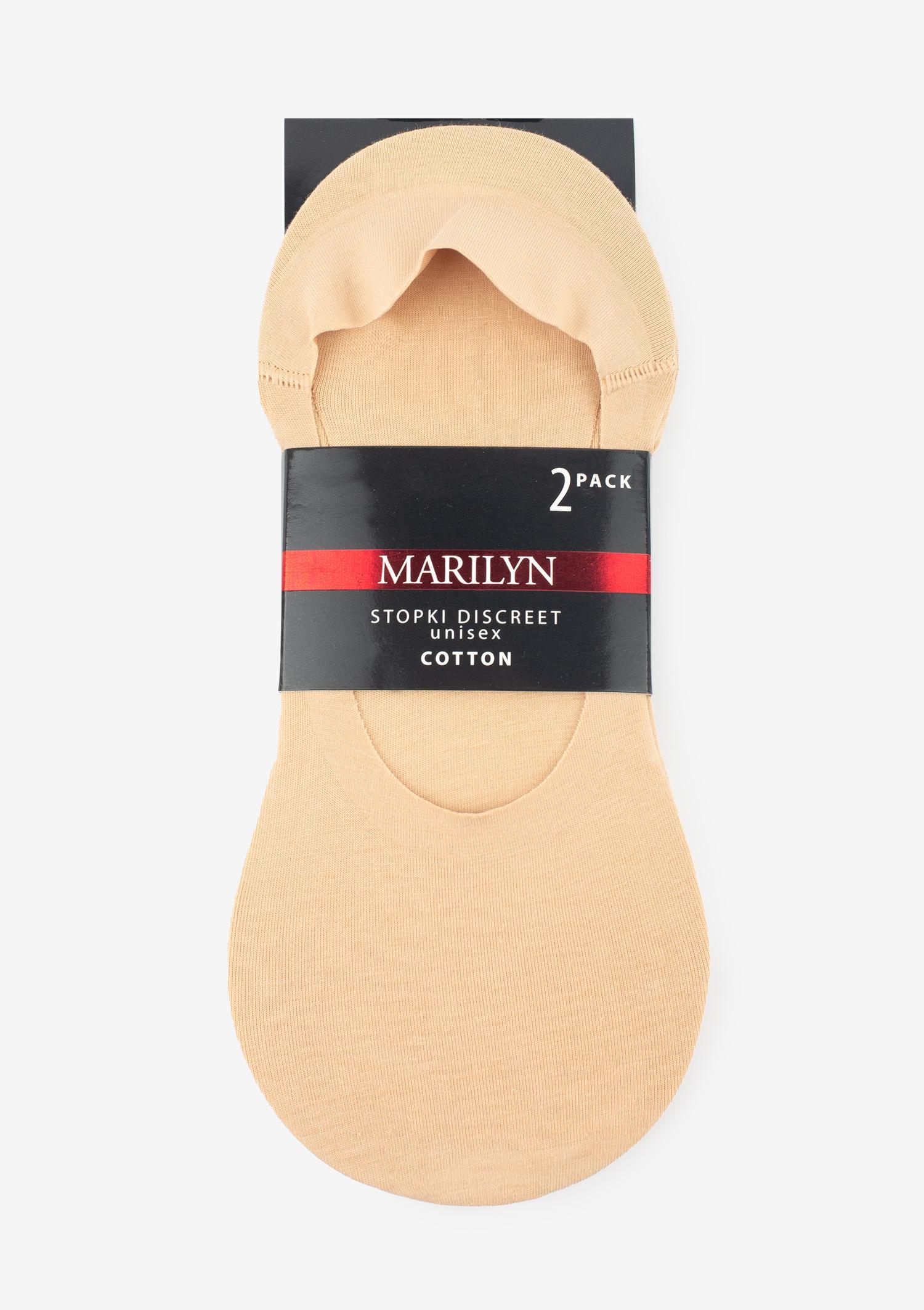 Gładkie beżowe stopki unisex z silikonem 2pak - Discreet