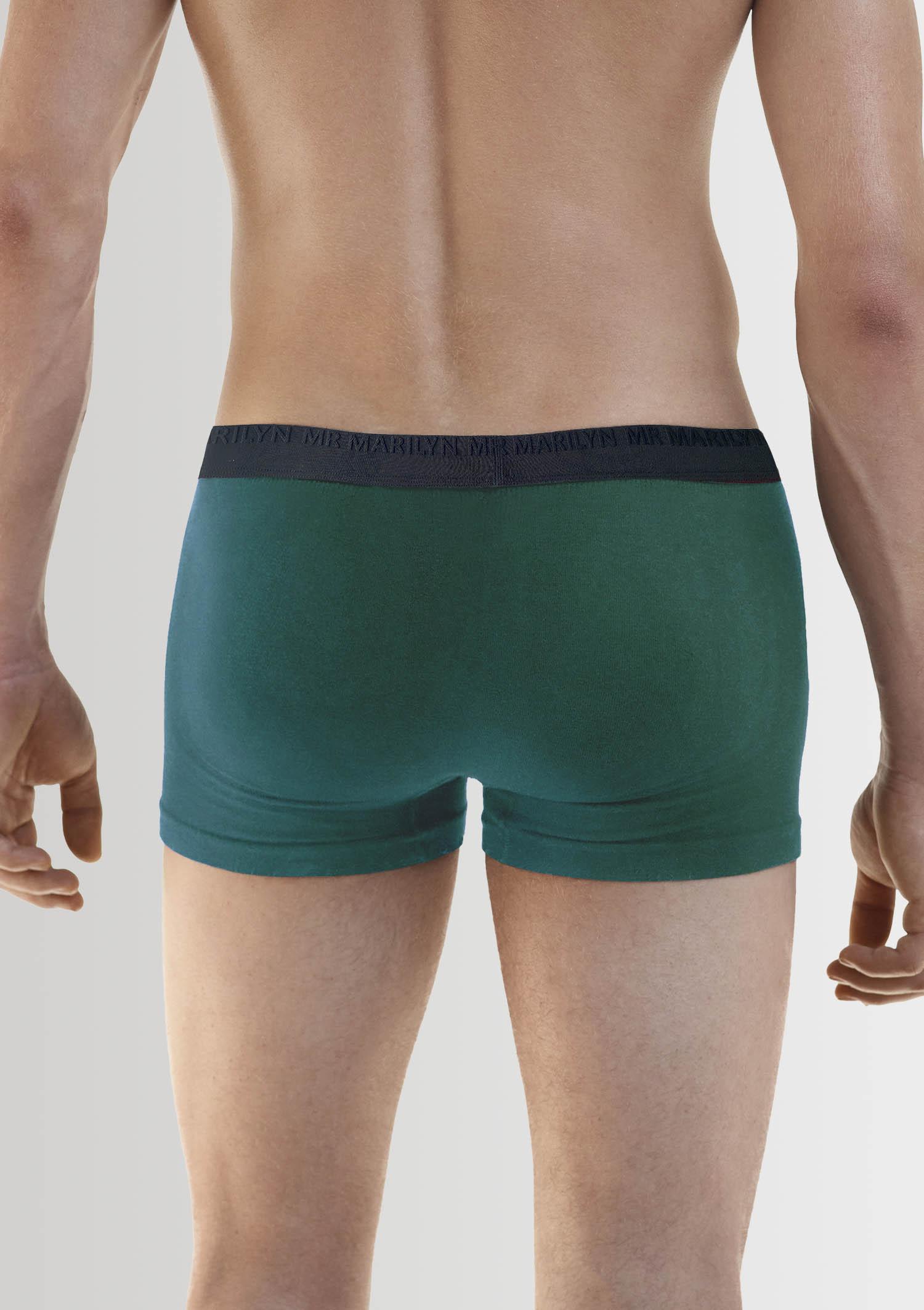 Bokserki męskie klasyczne z logowaną gumą ciemnozielone  - Boxers Pro