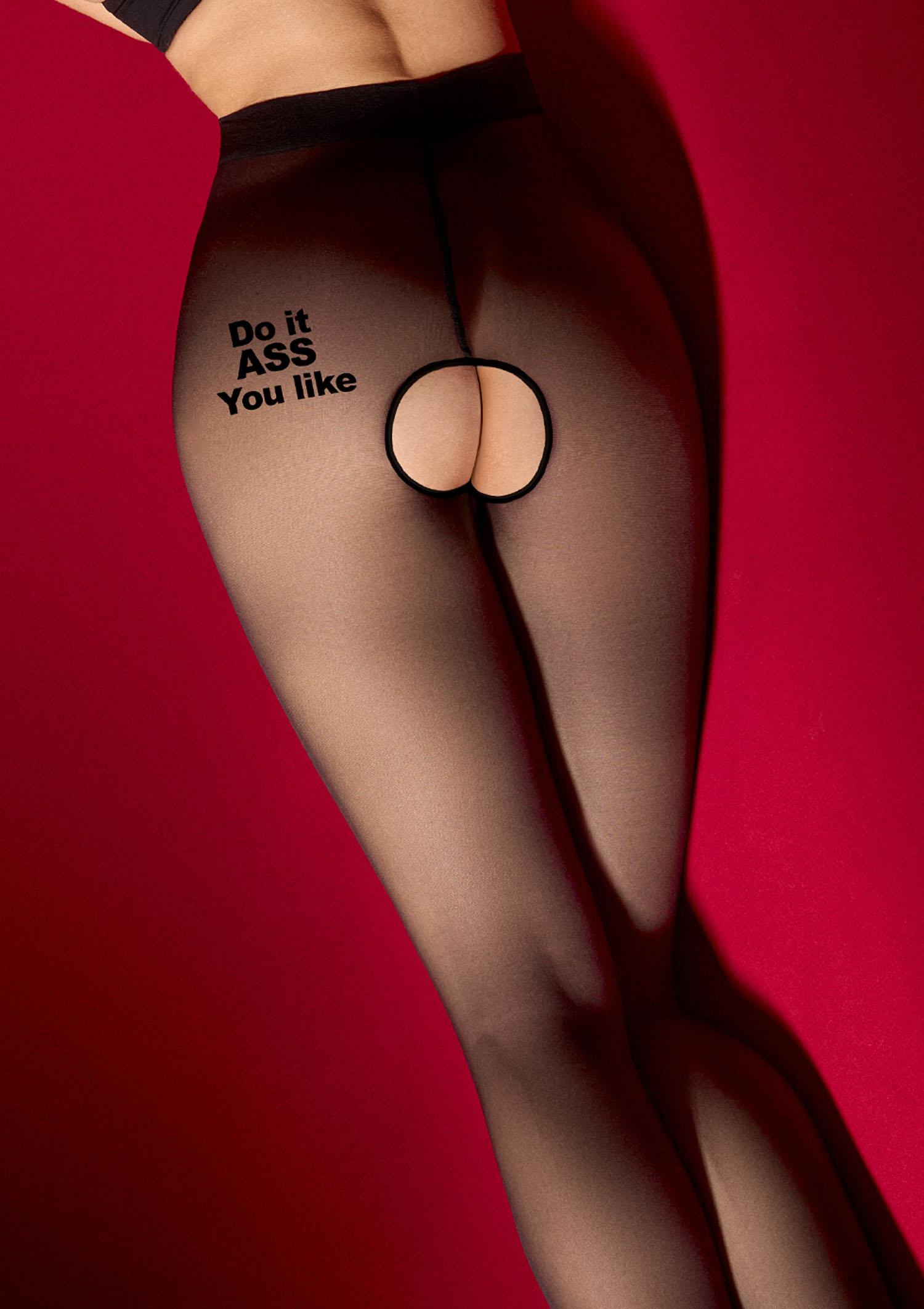 Rajstopy erotyczne z wycięciem w kroczu - H27, black