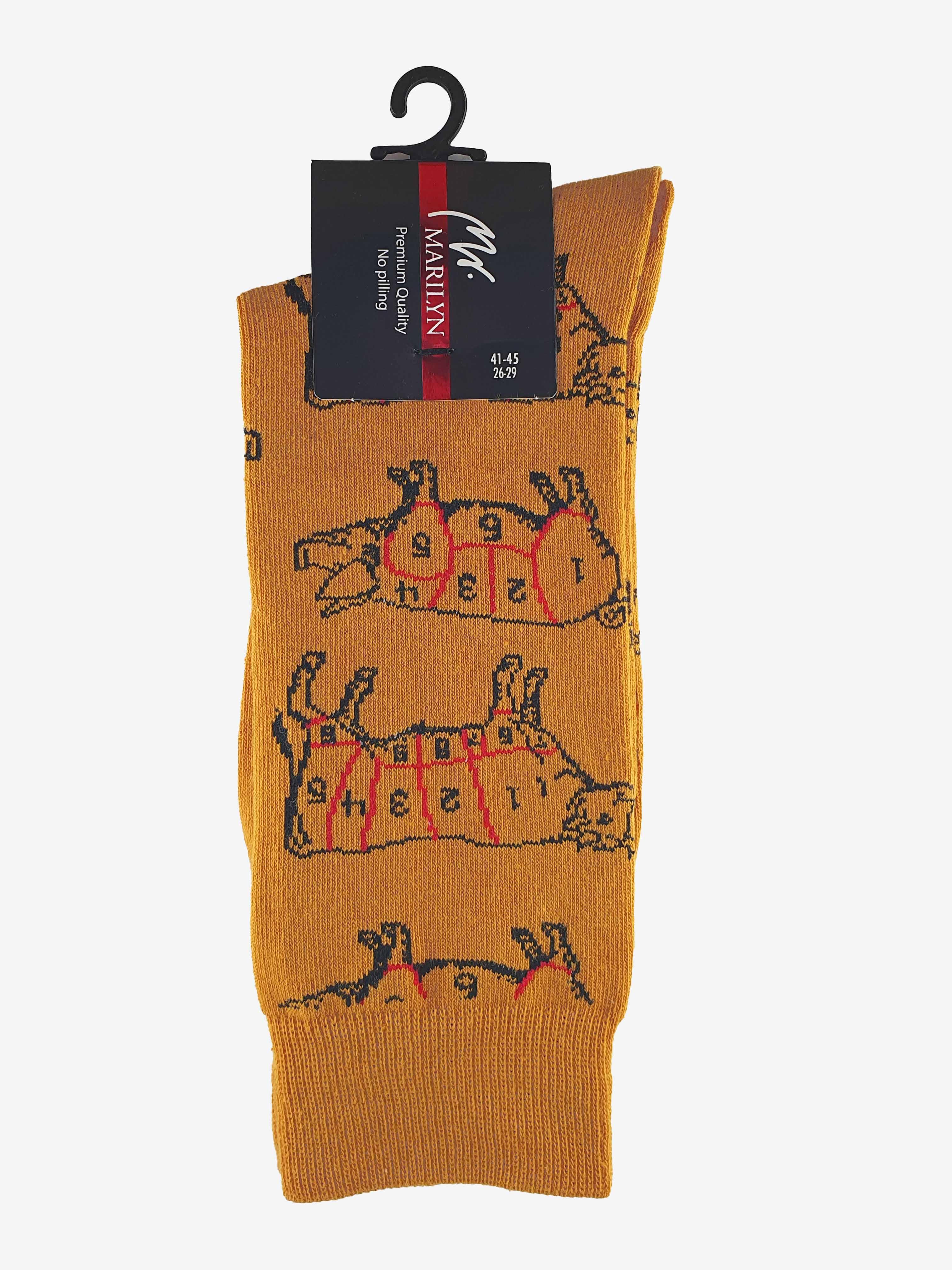 Skarpetki męskie z grafiką rzeźniczą - F55, multicolour