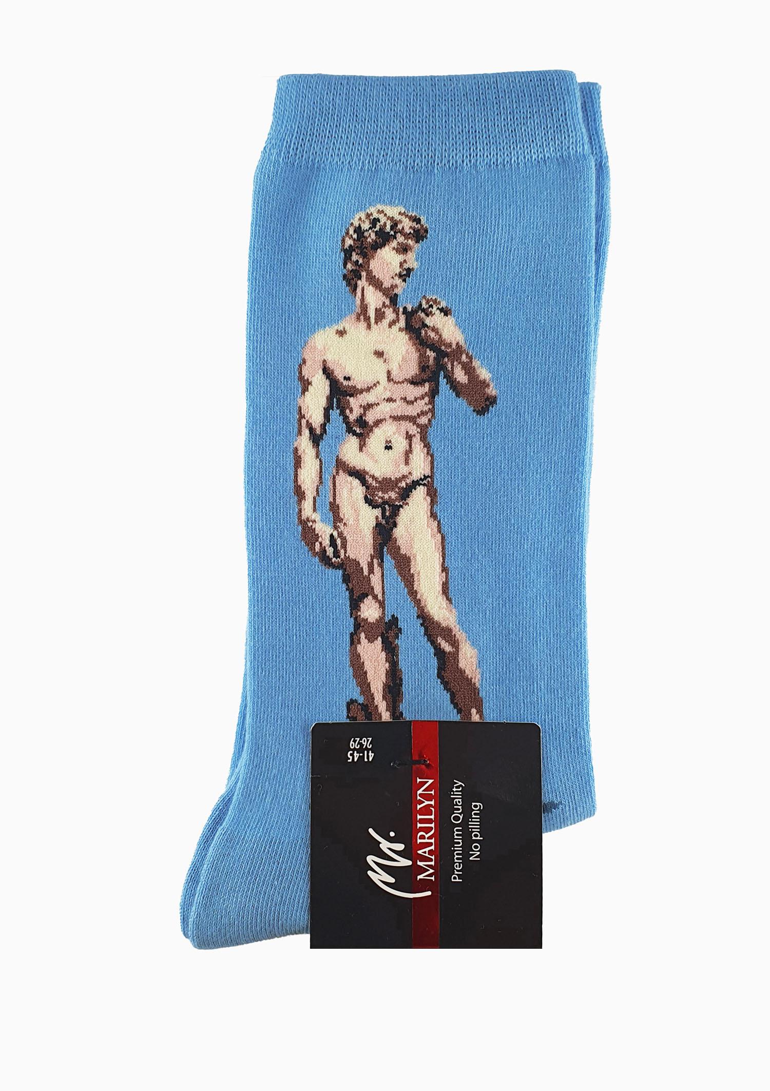 Skarpetki męskie bawełniane z motywem rzeźby Dawida – MEN F58, multicolour