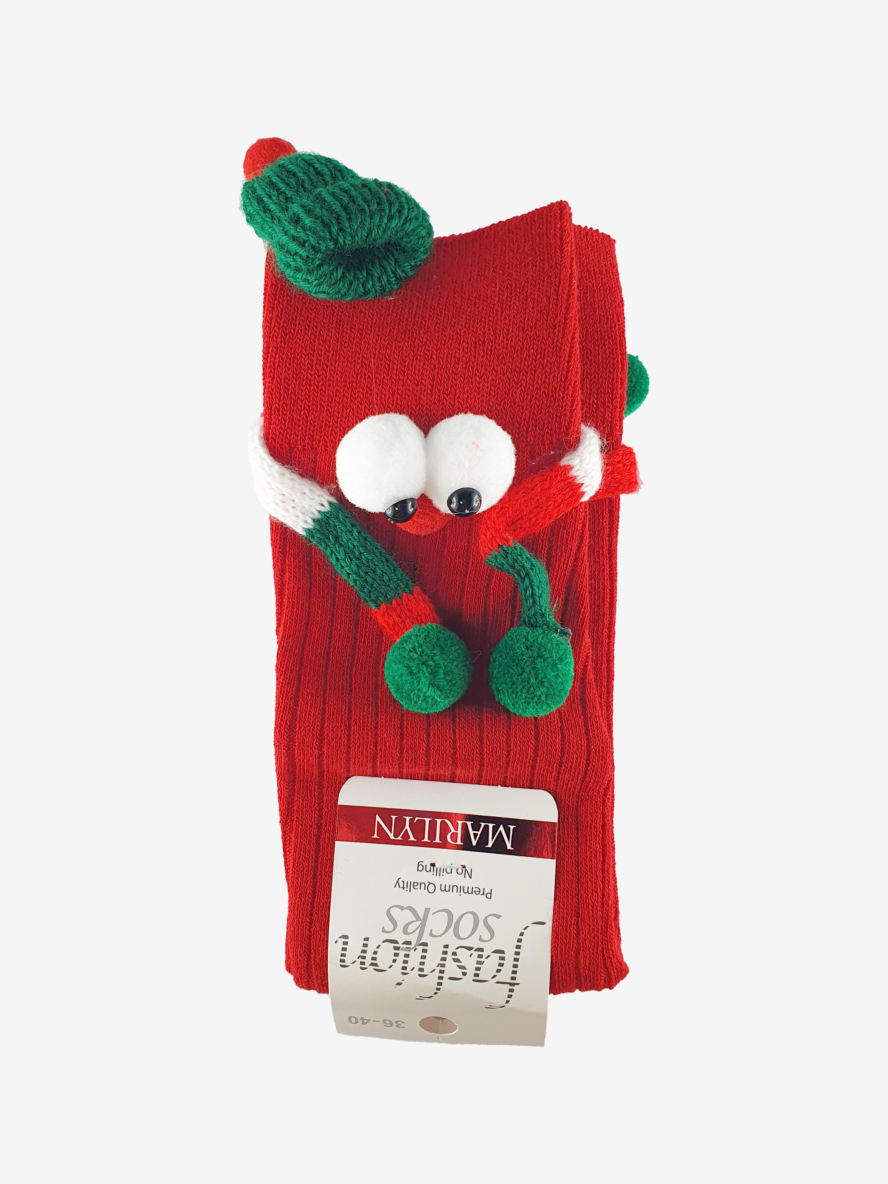 Skarpetki damskie z trójwymiarowym motywem - SVL F61, red