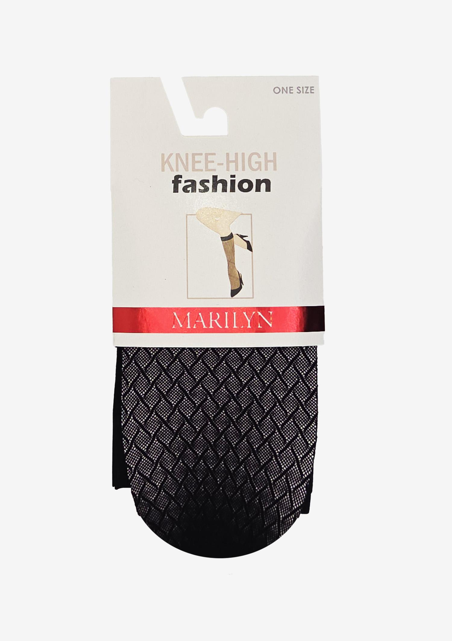 Podkolanówki damskie kabaretki z geometrycznym wzorem – Charly F31, black