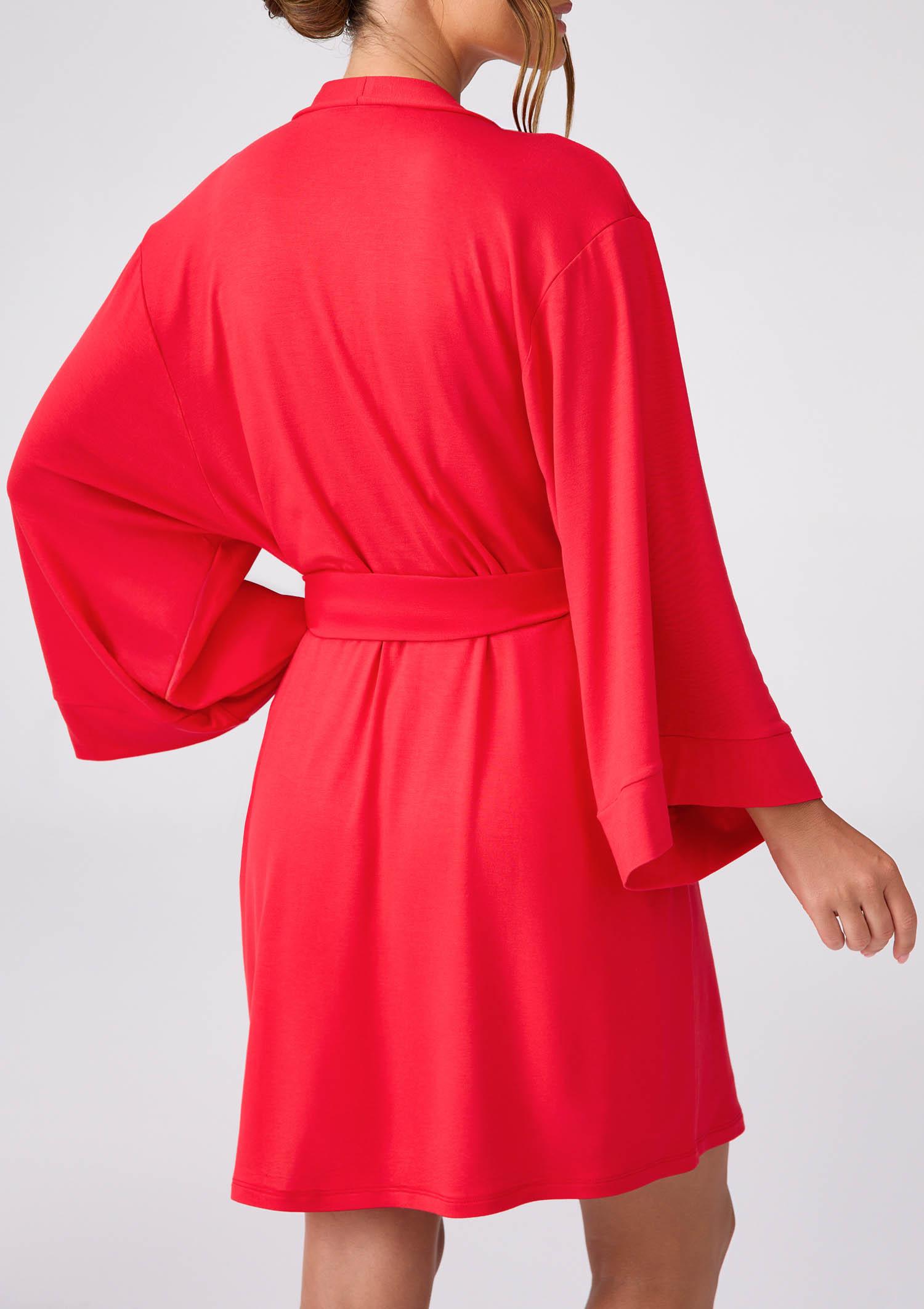 Karminowy peniuar z włóknem bambusowym - Love Story, red