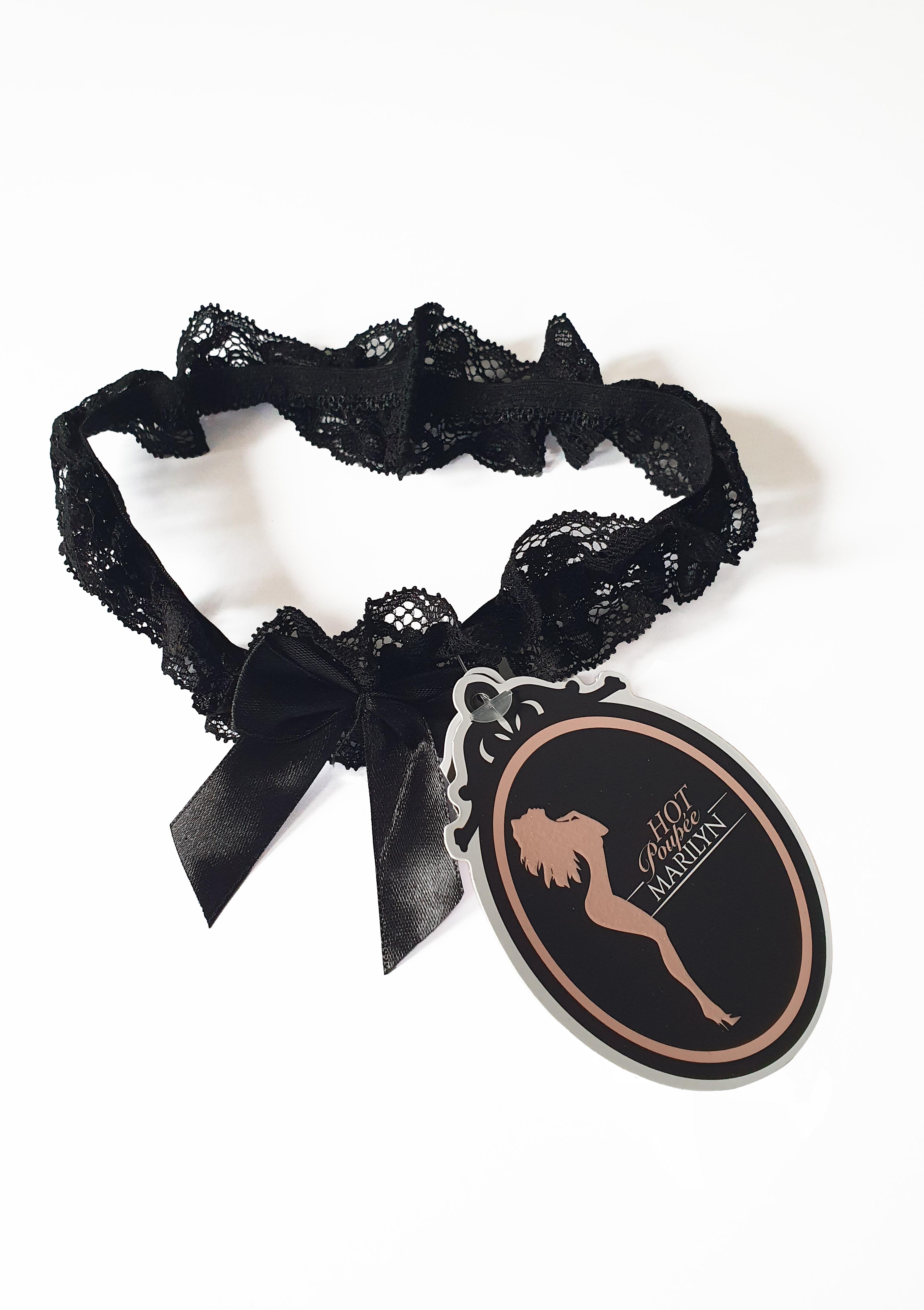 Podwiązka koronkowa z kokardką - Kery, black