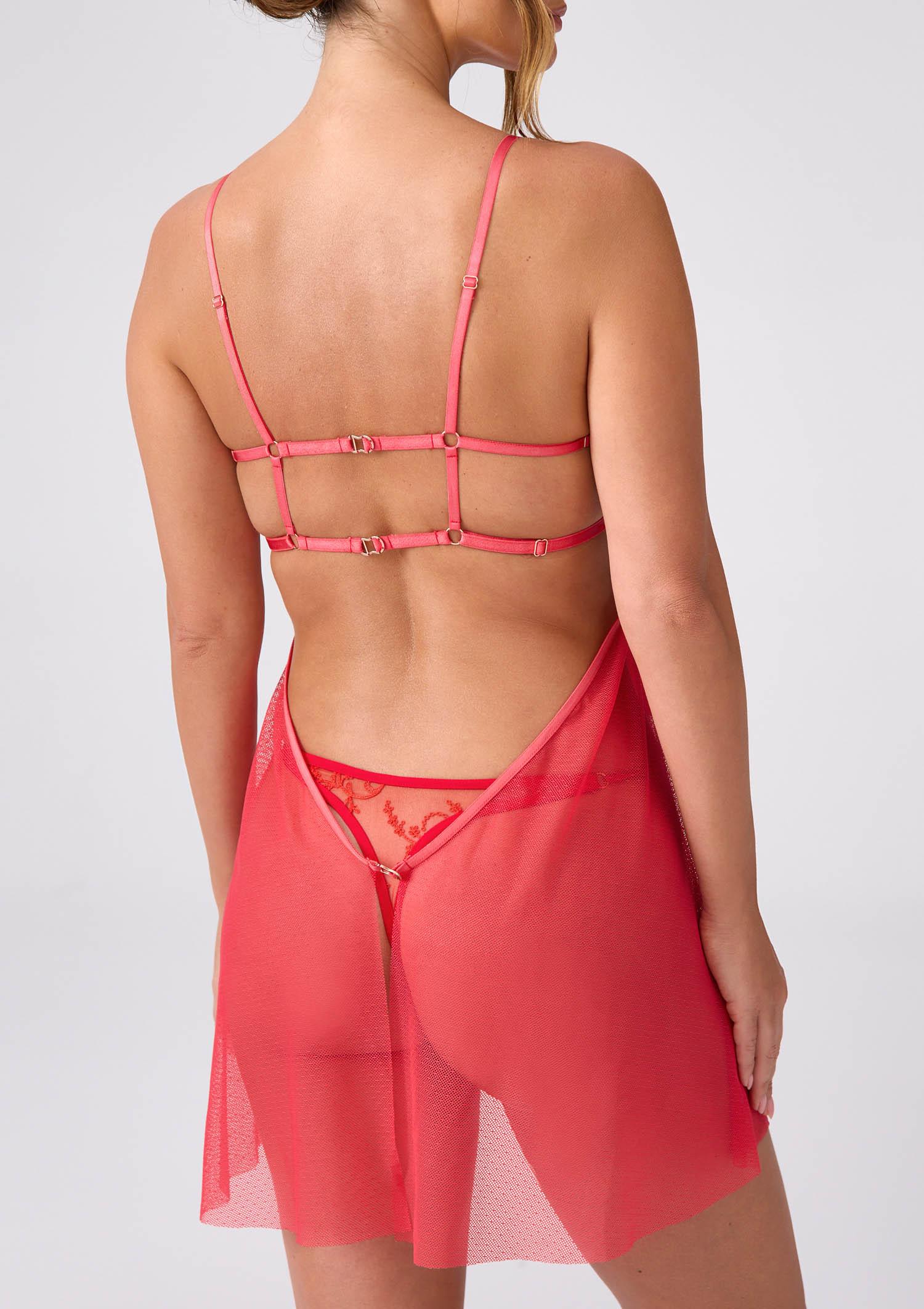 Koszulka z odkrytym biustem wiązana kokardą - Suprise, red