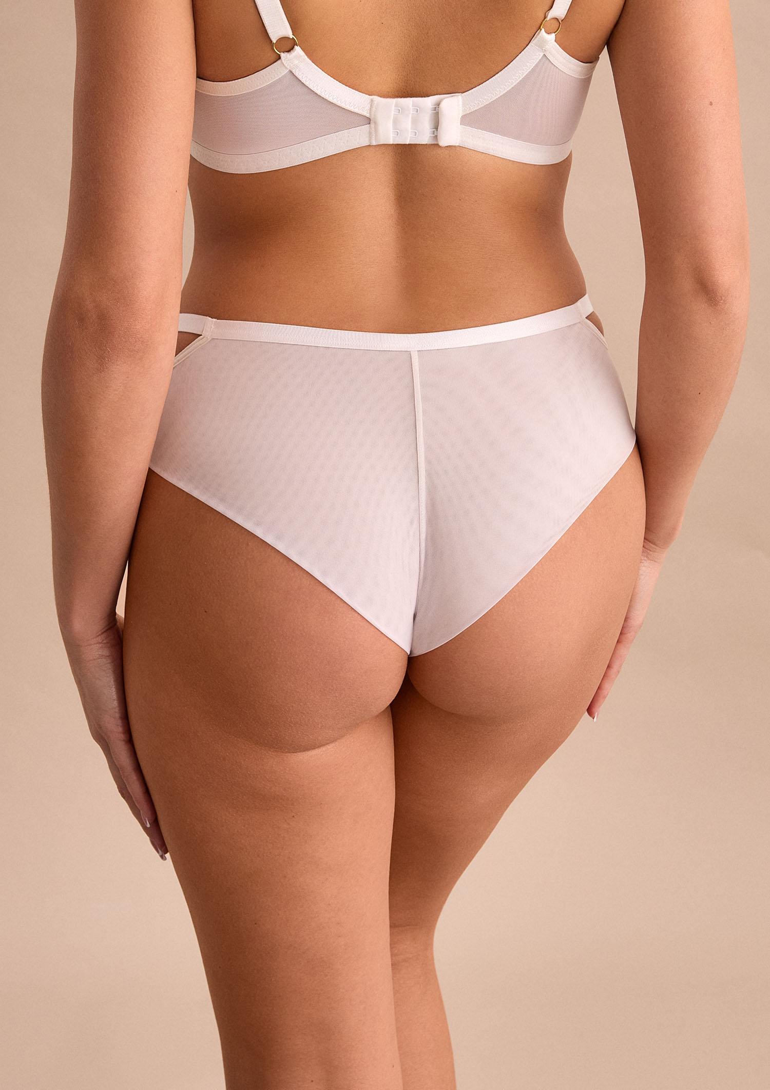 Figi z elastycznego tiulu i zmysłowej koronki - Diuna, off white/skin