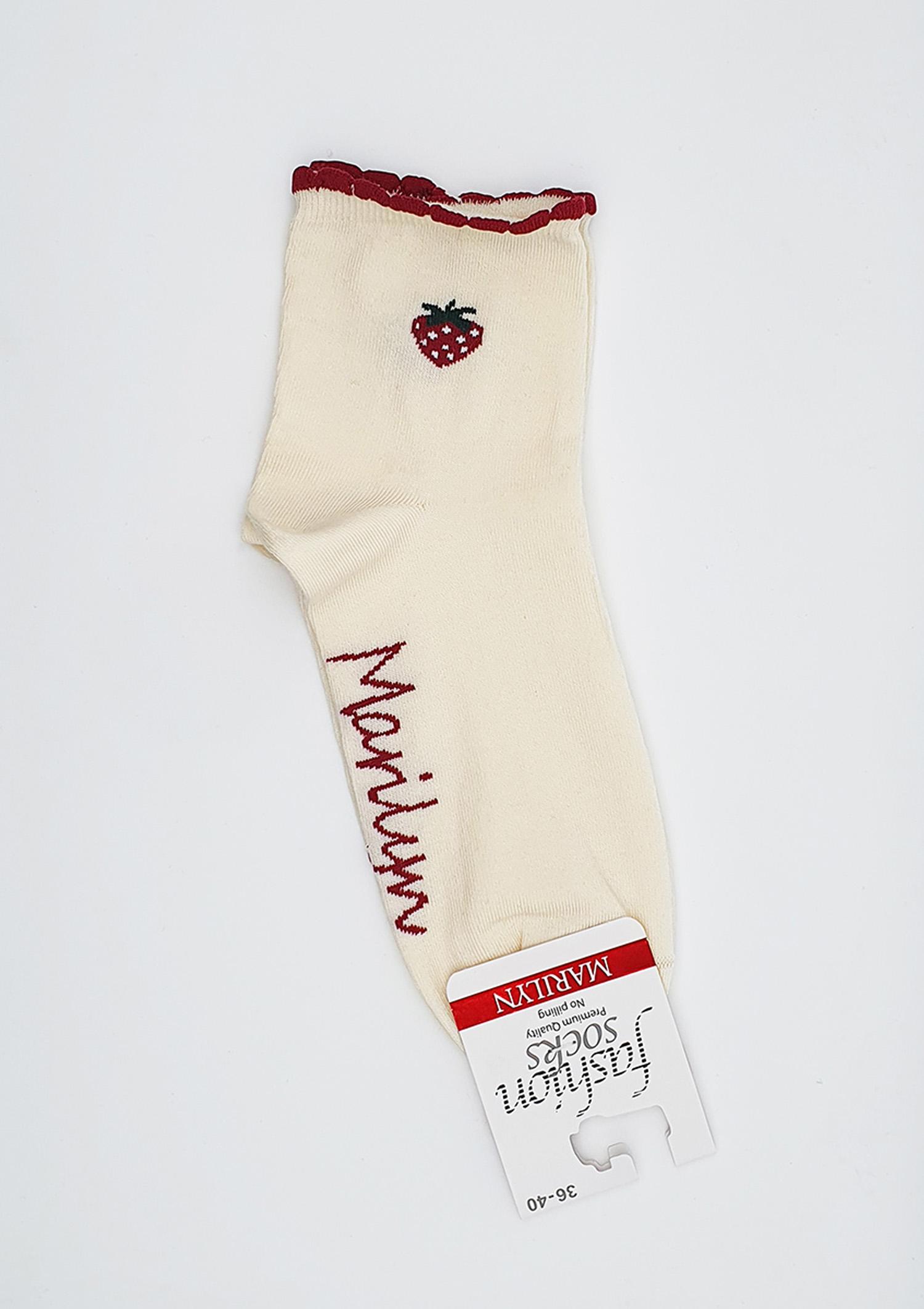 Skarpetki bawełniane z truskawką - Scp Strawberry, beige