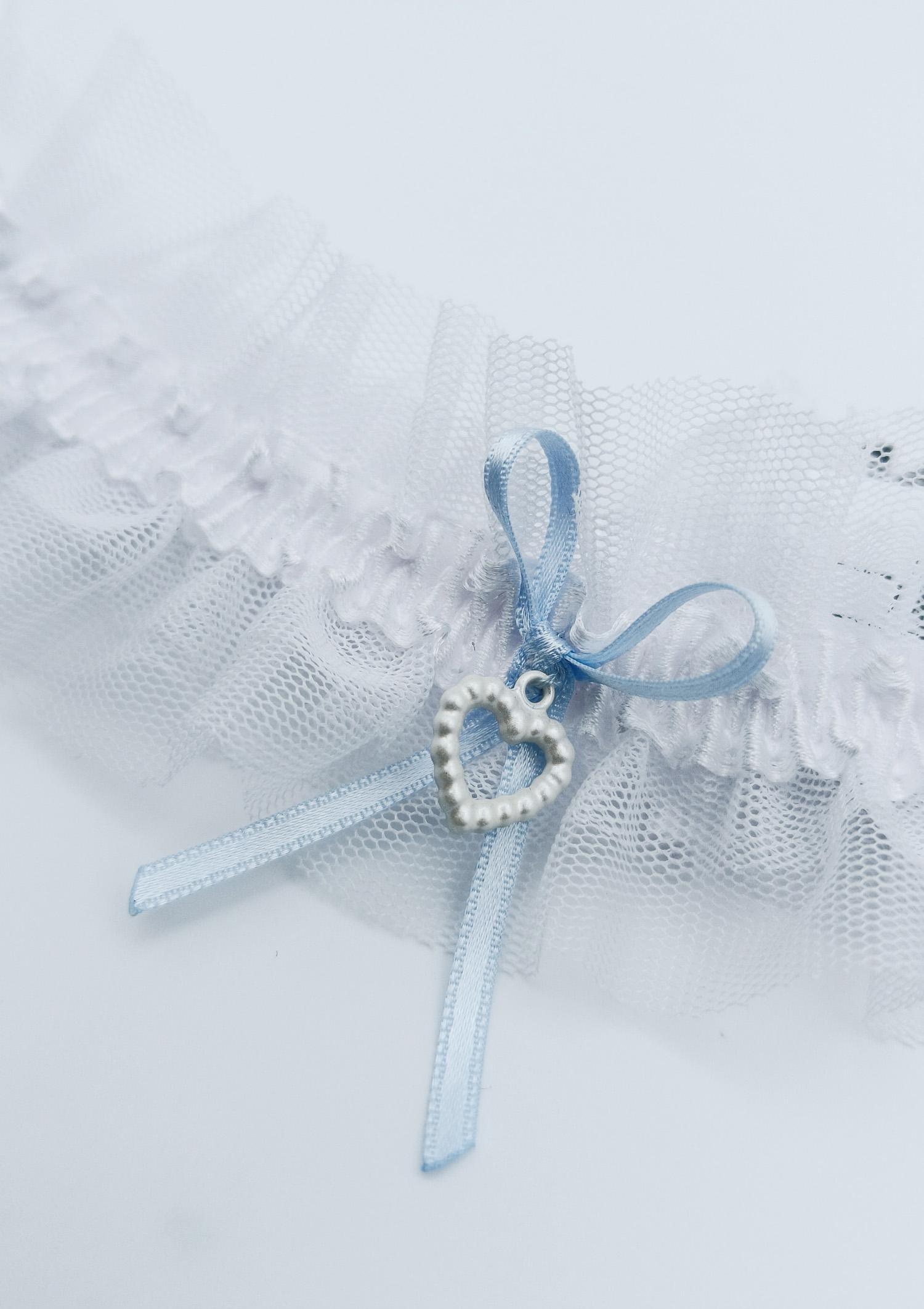 Podwiązka ślubna z biżuteryjnym dodatkiem - White Dream 01