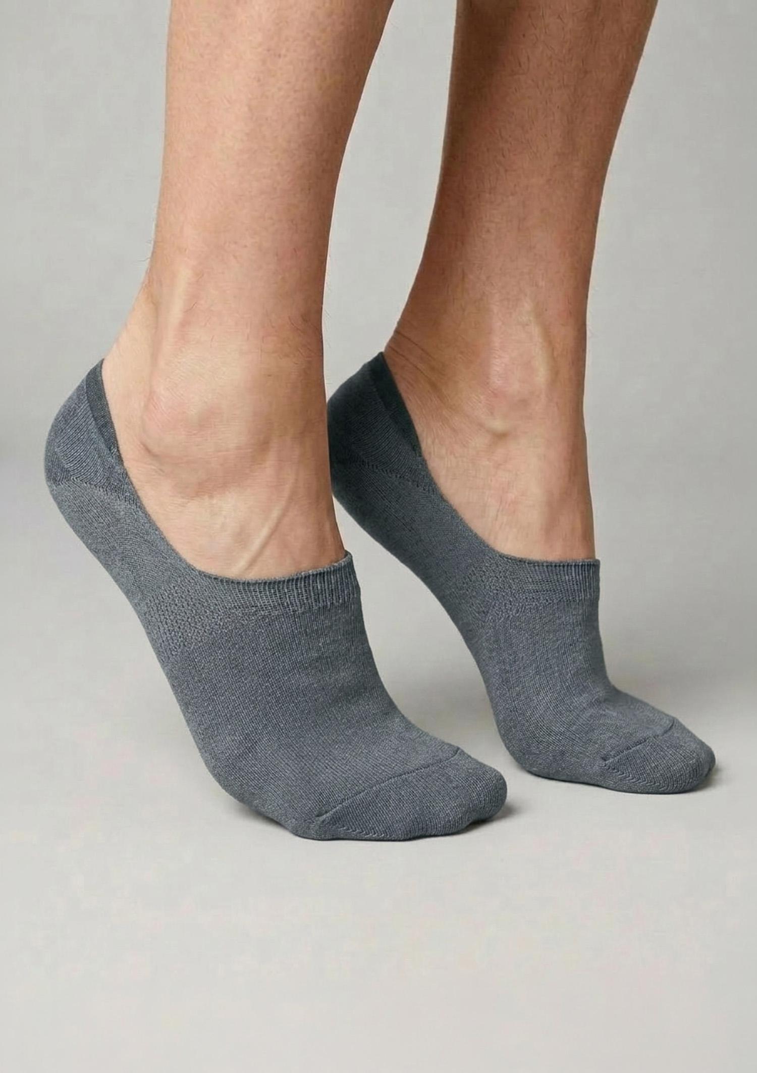 Stopki męskie z sylikonem na pięcie - Men Cotton, dark grey