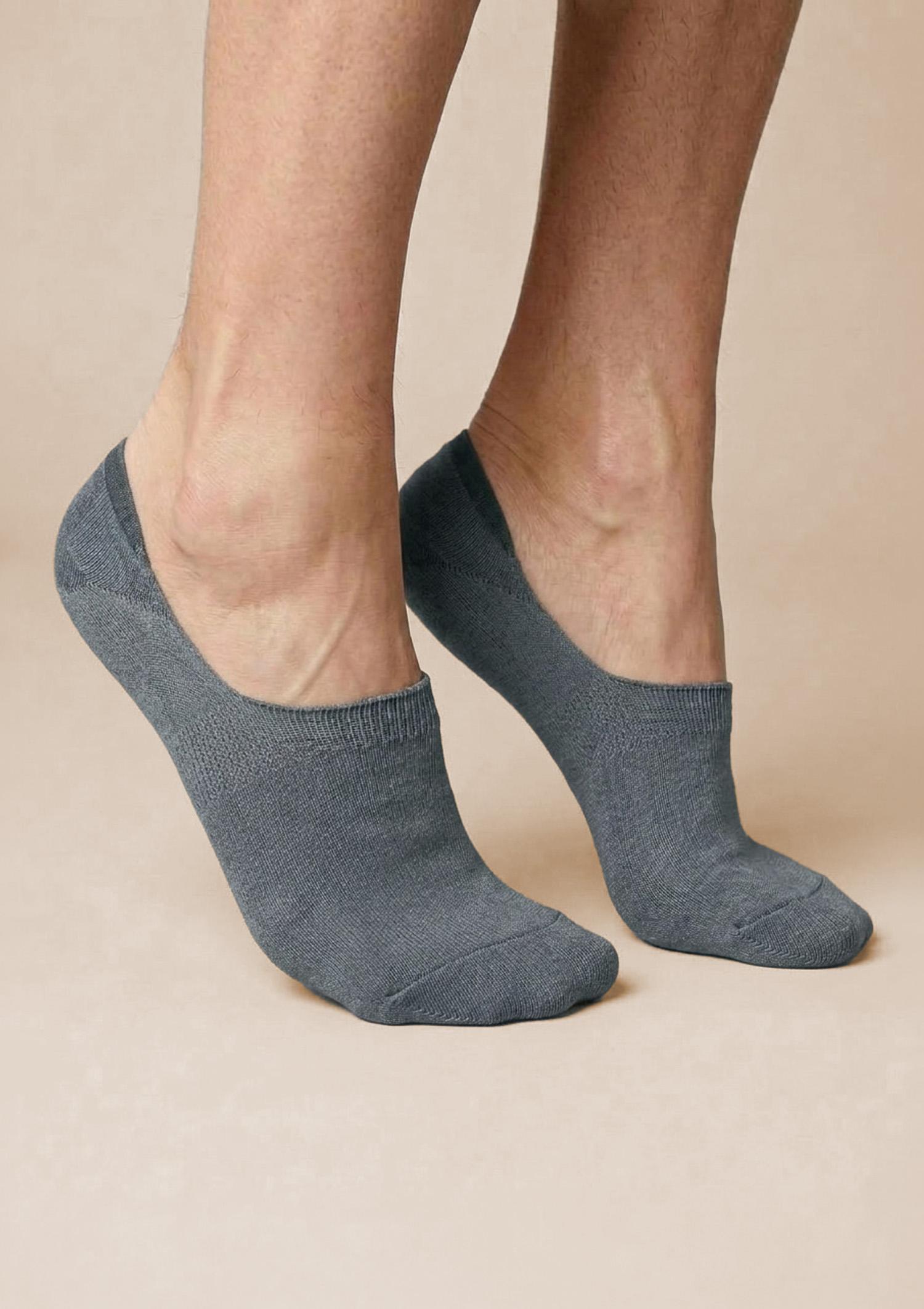 Stopki męskie z sylikonem na pięcie - Men Cotton, dark grey