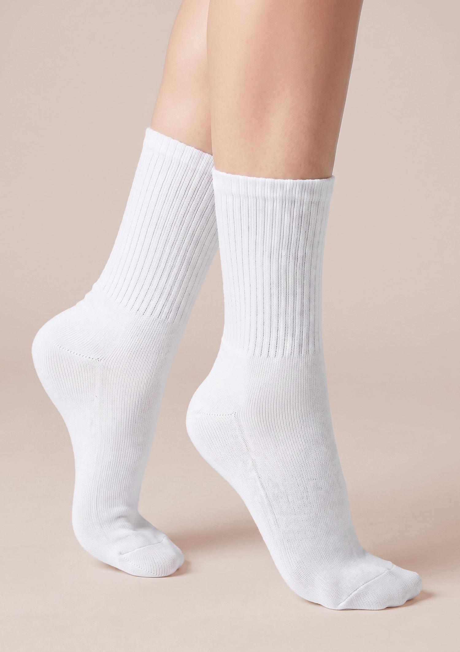 Skarpetki sportowe bawełniane unisex - 4RUN Sport, white